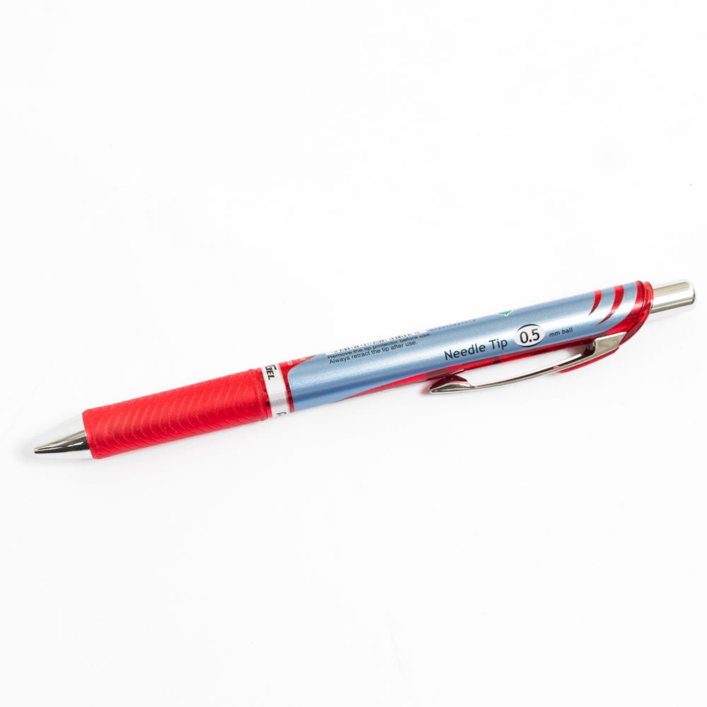Pentel, Gel, Art & School, EnerGel, RTX, Retractable, Needle, Pen, 83062, Red